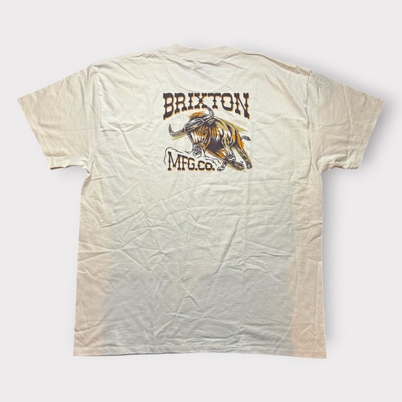 Brixton Other - Brixton MFG Co Mens XXL Cream Charging Bull Graphic T-Shirt Standard Fit Cotton